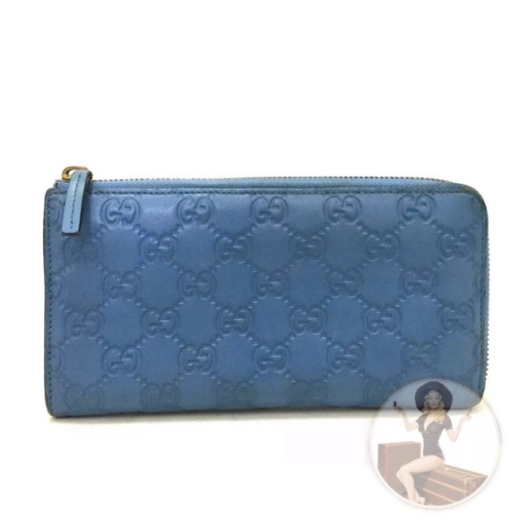 Gucci Handbags - GUCCI Shima GG Logo Leather Zippy Long Wallet